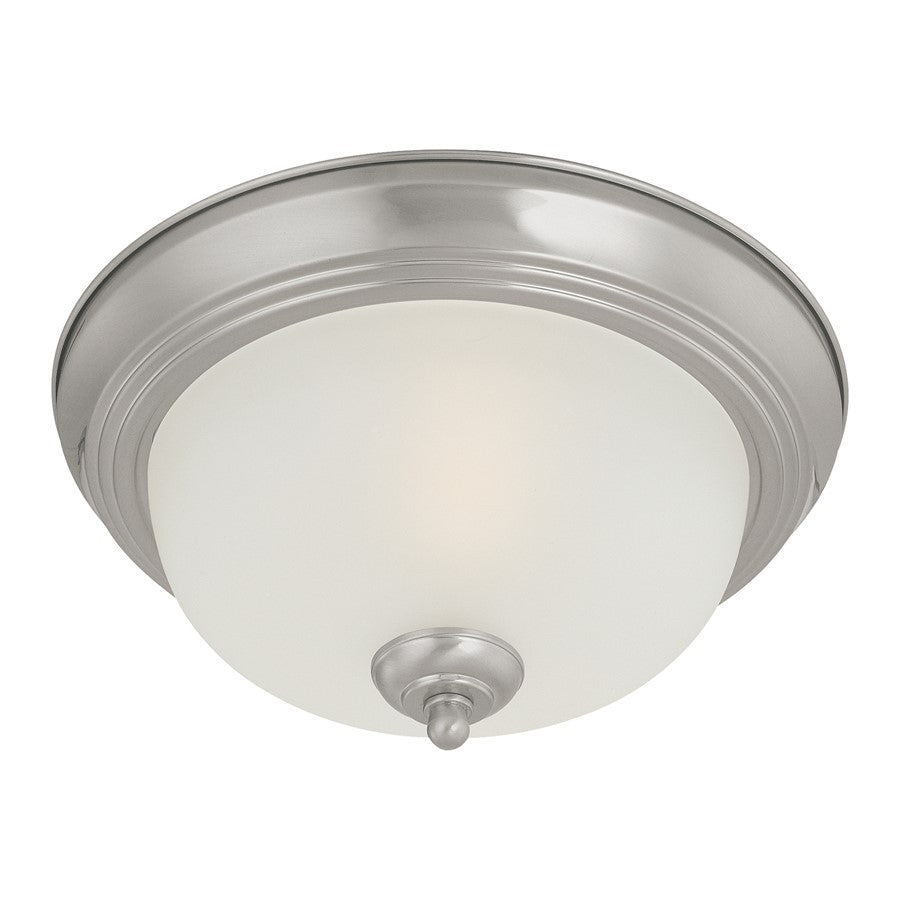 Atlas Lighting Pendenza 13.25'' Wide 2Lt Flush Mount, Nickel/WHite