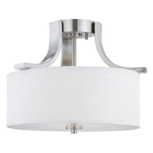 Atlas Lighting Pendenza 15.25'' Wide 2Lt Flush Mount, Nickel/WHite