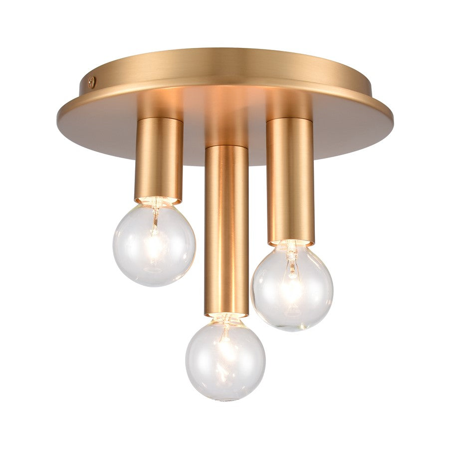 Atlas Lighting Pepper 8'' Wide 3Lt Flush Mount, Brushed Gold