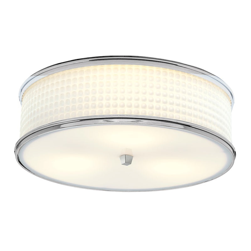 Atlas Lighting Prism 16.75in 3-Light Flush Mount | Transitional Polished Nickel and White Glass | Living Room & Bedroom Ceiling | Model CL11496-NK