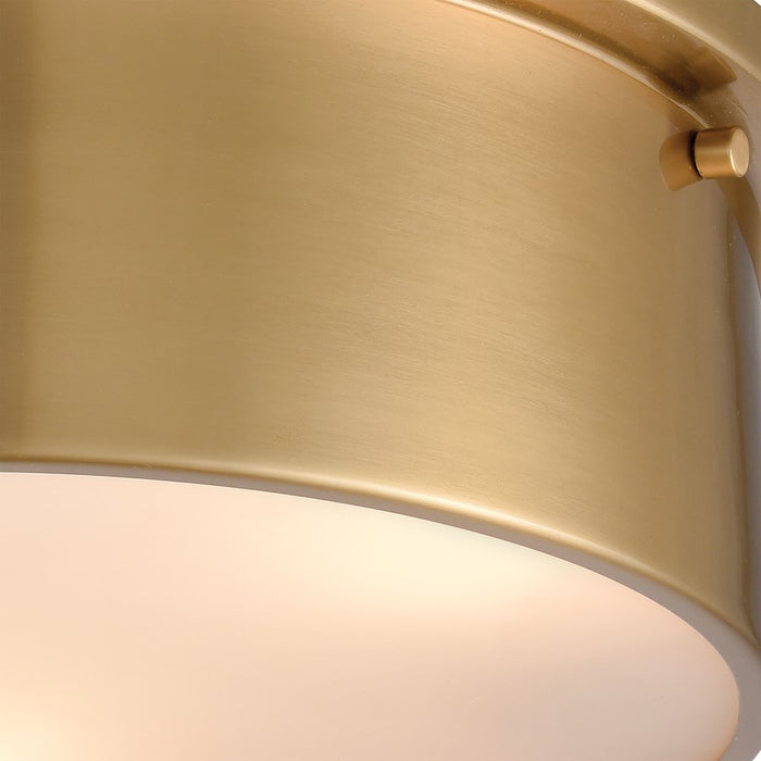 Atlas Lighting Simpson 14'' Wide 3Lt Flush Mount, Satin Brass/White