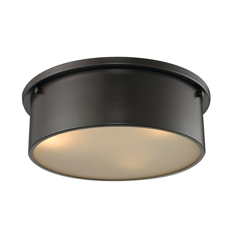 Atlas Lighting Simpson 14in 3-Light Flush Mount | Modern Oil Rubbed Bronze and Bronze Metal Shade | Bedroom & Hallway | Model CL11499-BZ