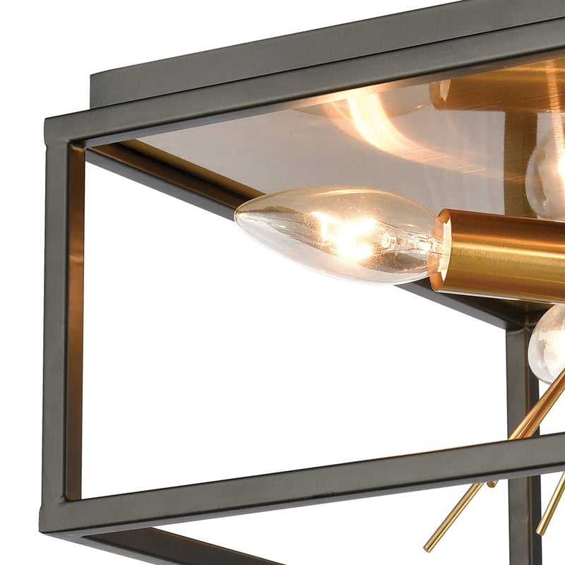 Atlas Lighting Spark 12'' Wide 4Lt Flush Mount, Matte Black/Clear