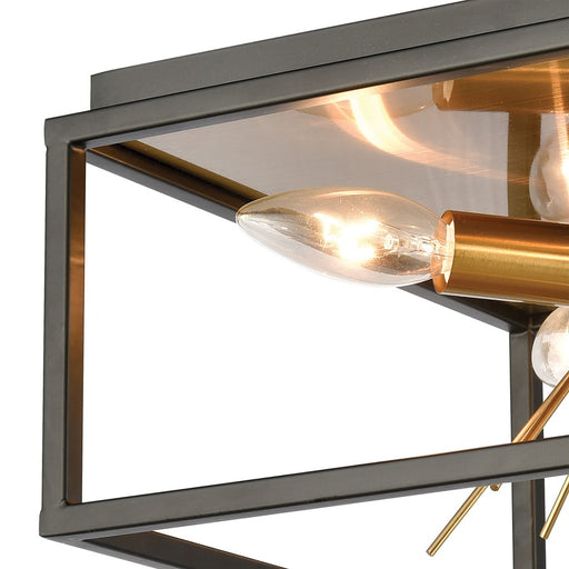 Atlas Lighting Spark 12'' Wide 4Lt Flush Mount, Matte Black/Clear