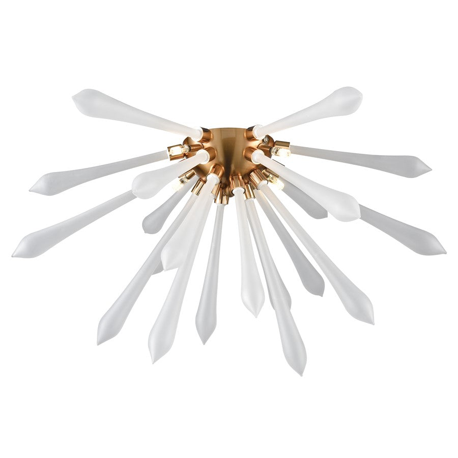 Atlas Lighting Spiritus 24'' Wide 4Lt Flush Mount, Aged Brass/White