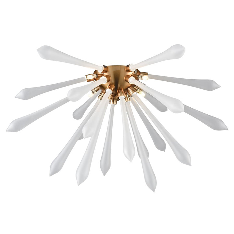 Atlas Lighting Spiritus 24in 4-Light Flush Mount | Modern Aged Brass and White Glass | Living Room & Dining Room Ceiling Light | Model CL11501-BS