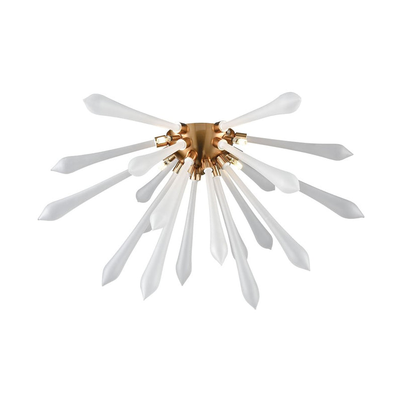 Atlas Lighting Spiritus 24in 4-Light Flush Mount | Modern Aged Brass and White Glass | Living Room & Dining Room Ceiling Light | Model CL11501-BS