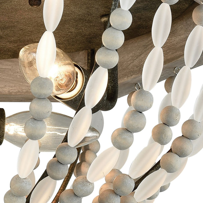 Atlas Lighting Summerton 18in 3-Light Flush Mount | Coastal Graywash Wood and Frosted Glass | Bedroom & Coastal Decor Ceiling | Model CL11502-GY
