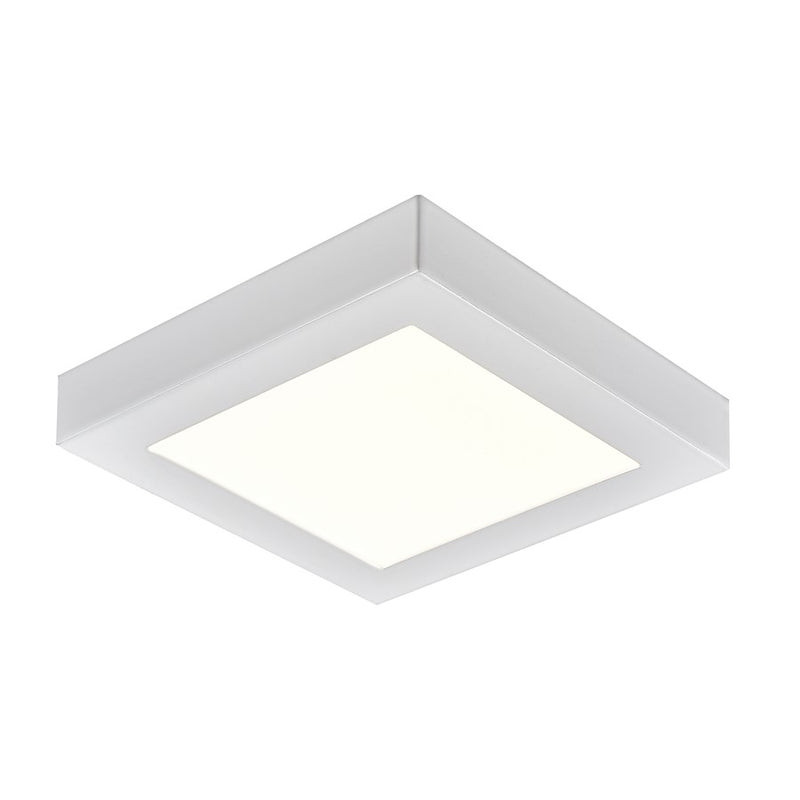 Atlas Lighting Titan 6in 1-Light LED Square Flush Mount | Modern White Metal and Acrylic | Hallway & Bedroom Ceiling Light | Model CL11515-WH