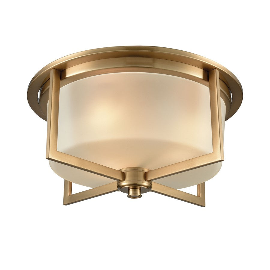Atlas Lighting Vancourt 15''W 3Lt Flush Mount, Satin Brass/White