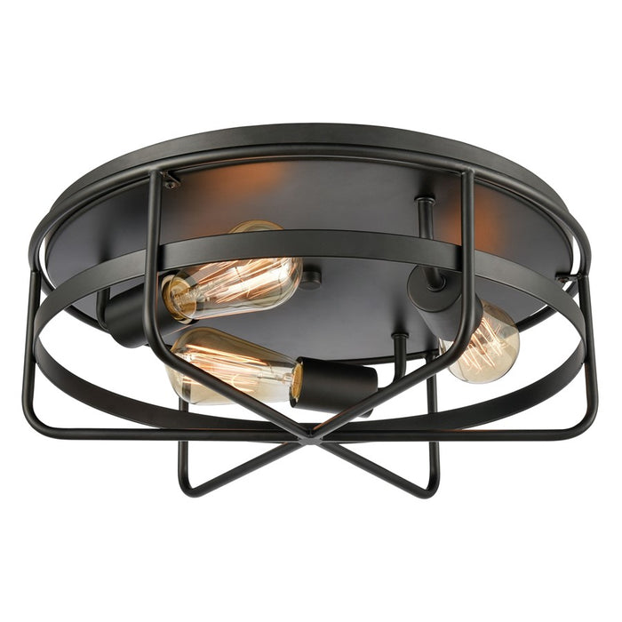 Atlas Lighting Wickshire 16'' Wide 3Lt Flush Mount, Matte Black
