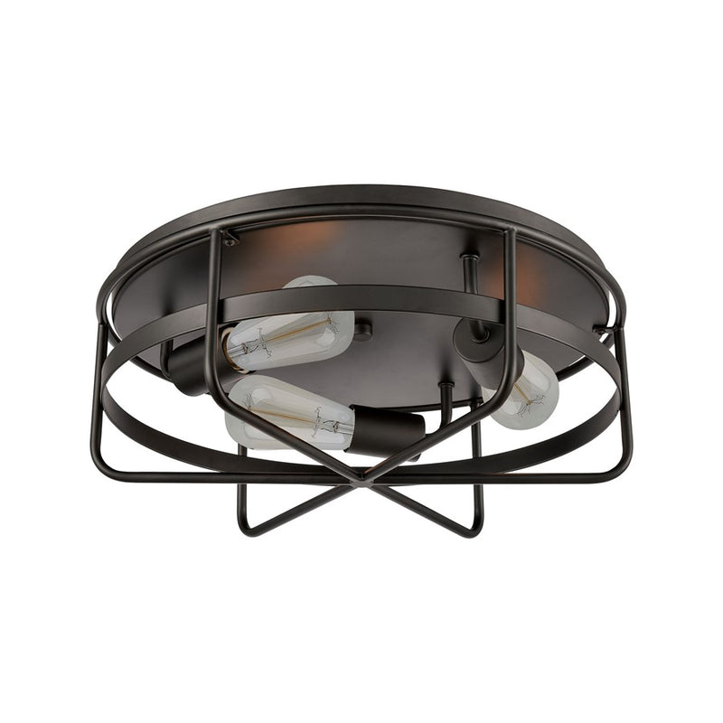 Atlas Lighting Wickshire 16in 3-Light Flush Mount | Transitional Matte Black Metal | Bedroom & Hallway | 16 x 16 x 6 in | Model CL11521-BK