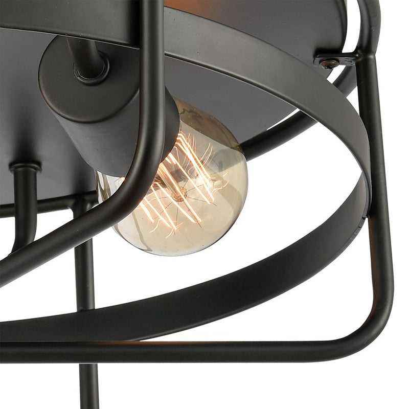 Atlas Lighting Wickshire 16in 3-Light Flush Mount | Transitional Matte Black Metal | Bedroom & Hallway | 16 x 16 x 6 in | Model CL11521-BK