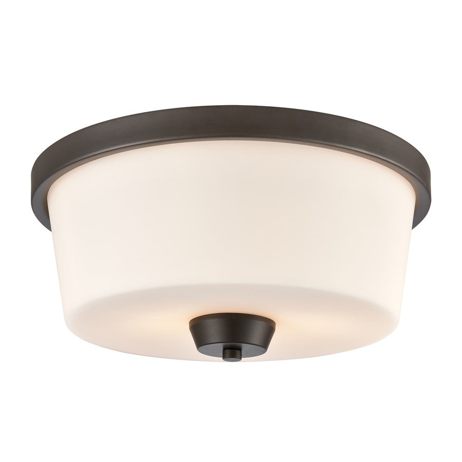 Atlas Lighting Winslow 13.5'' Wide 2Lt Flush Mount, Bronze/WHite