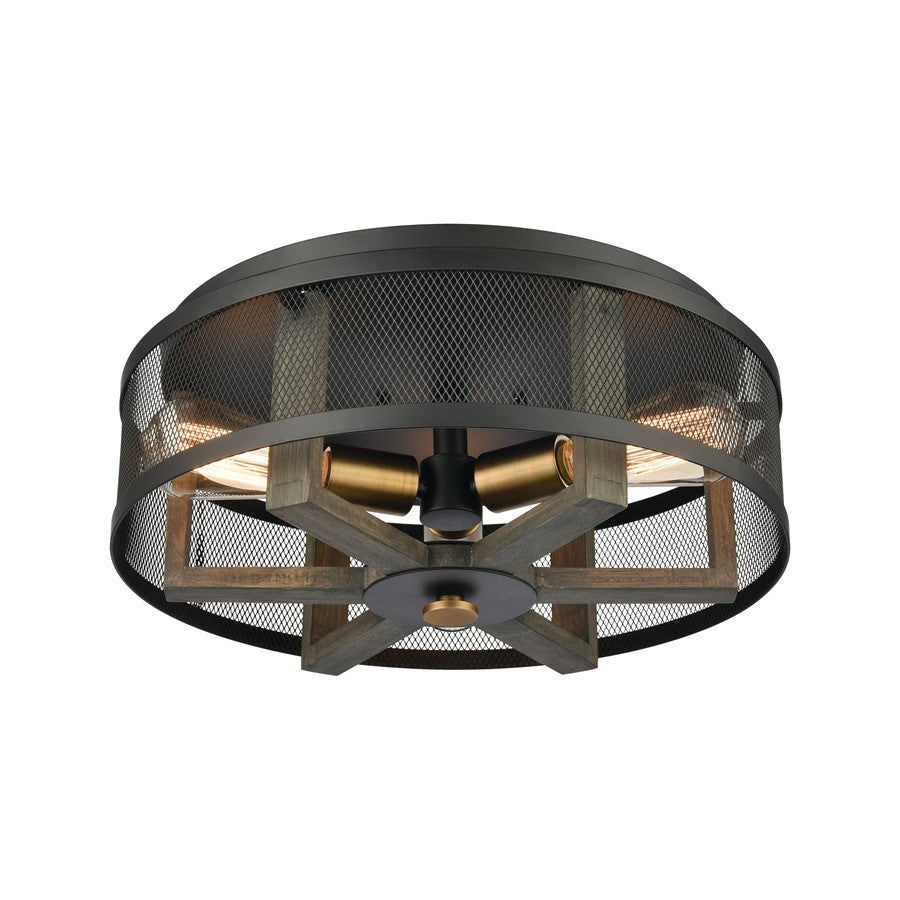 Atlas Lighting Woodbridge 17'' Wide 3Lt Flush Mount, Matte Black