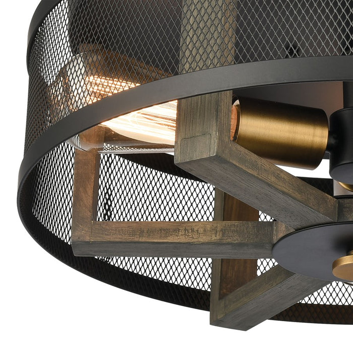 Atlas Lighting Woodbridge 17'' Wide 3Lt Flush Mount, Matte Black