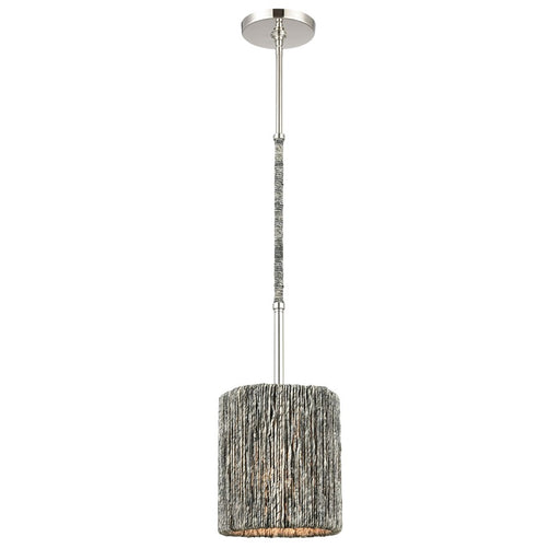 Atlas Lighting Abaca 8''W 1Lt Mini Pendant, Polished Nickel/Gray