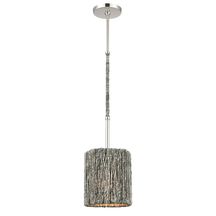 Atlas Lighting Abaca 8''W 1Lt Mini Pendant, Polished Nickel/Gray