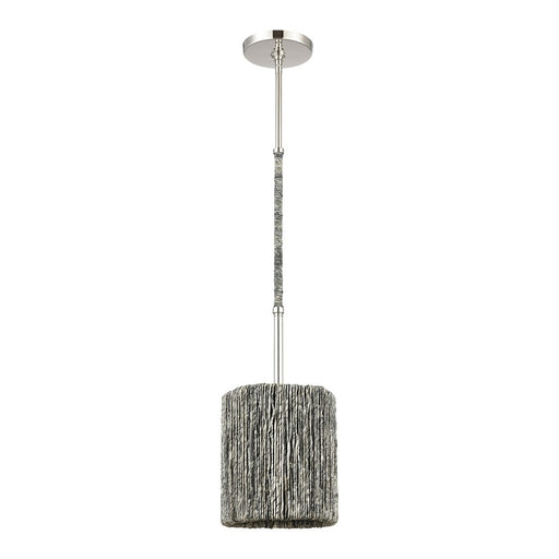 Atlas Lighting Abaca 8''W 1Lt Mini Pendant, Polished Nickel/Gray