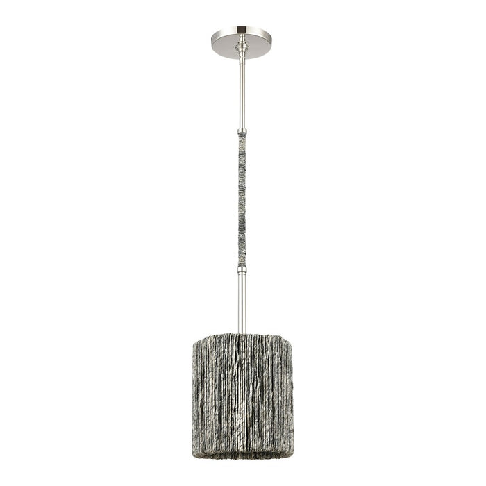 Atlas Lighting Abaca 8''W 1Lt Mini Pendant, Polished Nickel/Gray