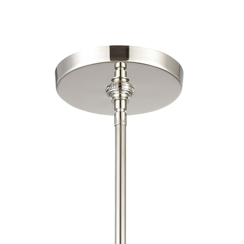 Atlas Lighting Abaca 8in 1-Light Mini Pendant | Transitional Polished Nickel and Gray Rope | Kitchen Island & Dining Room | Model CL11525-NK