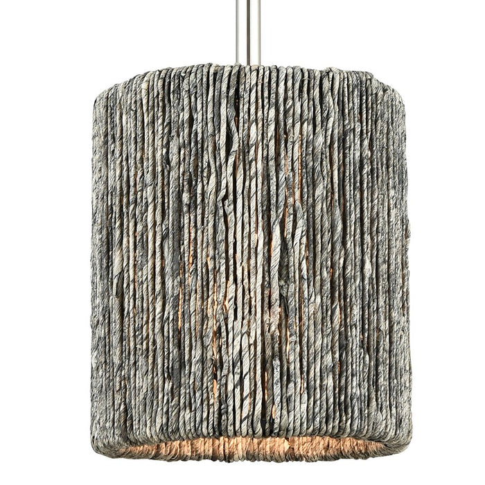 Atlas Lighting Abaca 8''W 1Lt Mini Pendant, Polished Nickel/Gray
