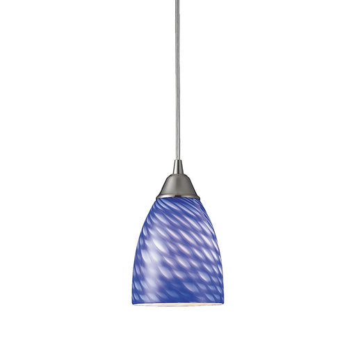 Atlas Lighting Arco Baleno 5''W 1Lt Pendant, Nickel/Sapphire/Blue