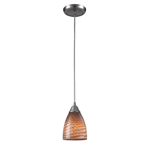 Atlas Lighting Arco Baleno 5'' Wide 1Lt Pendant, Nickel/Cocoa/Brown