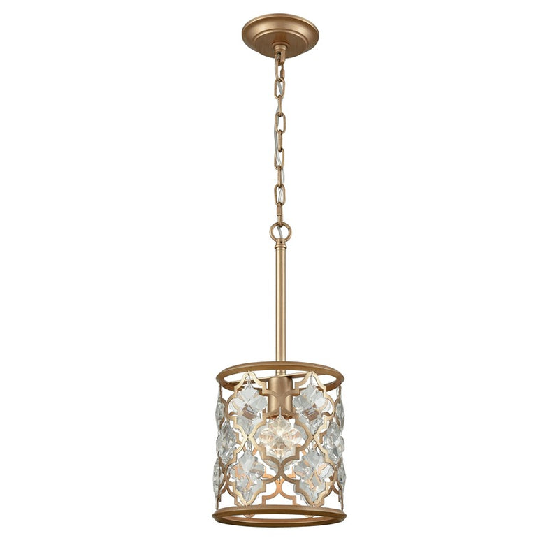 Atlas Lighting Armand 8in 1-Light Mini Pendant | Traditional Matte Gold and Clear Crystal | Dining Room & Entryway | 8 x 8 x 9 in | Model CL11529-GD