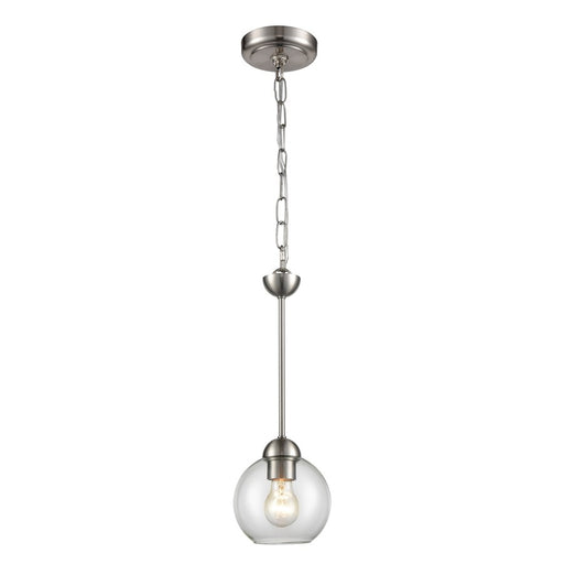 Atlas Lighting Astoria 6'' Wide 1Lt Mini Pendant, Nickel/Clear
