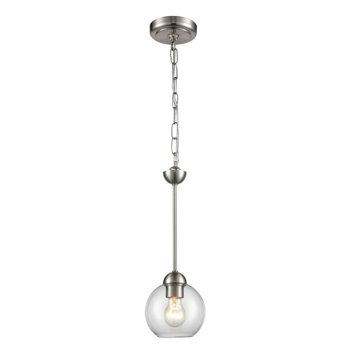 Atlas Lighting Astoria 6'' Wide 1Lt Mini Pendant, Nickel/Clear