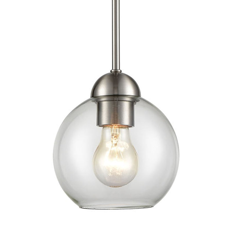 Atlas Lighting Astoria 6in 1-Light Mini Pendant | Transitional Brushed Nickel and Clear Glass | Kitchen Island & Dining Room | Model CL11532-NK