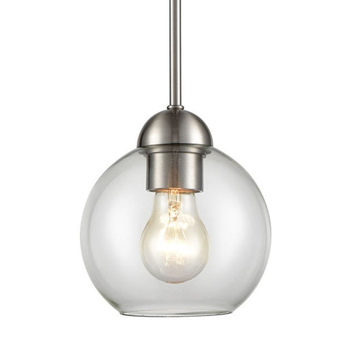 Atlas Lighting Astoria 6'' Wide 1Lt Mini Pendant, Nickel/Clear
