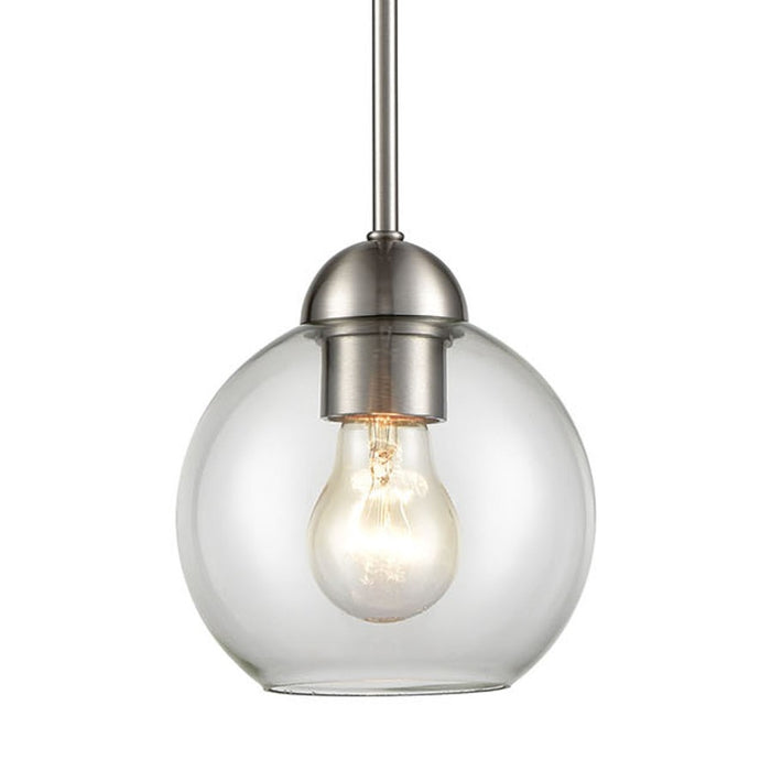 Atlas Lighting Astoria 6'' Wide 1Lt Mini Pendant, Nickel/Clear