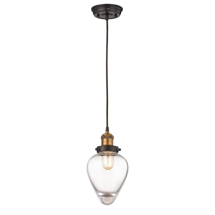 Atlas Lighting Bartram 7'' Wide 1Lt Pendant, Antique Brass/Clear