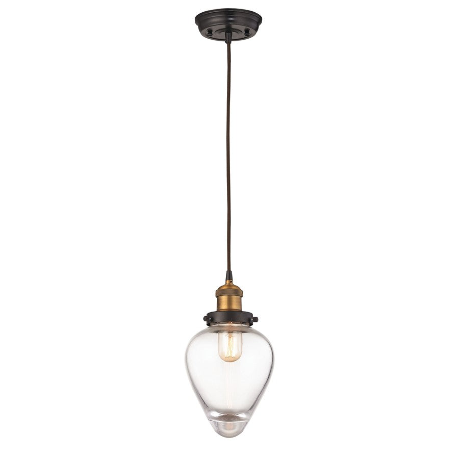Atlas Lighting Bartram 7'' Wide 1Lt Pendant, Antique Brass/Clear