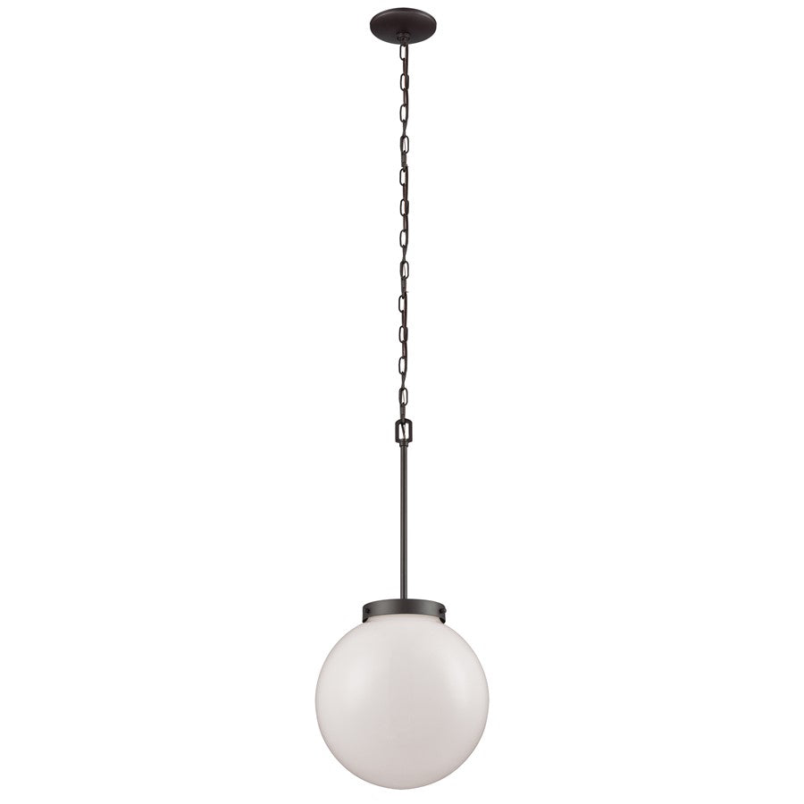 Atlas Lighting Beckett 12'' Wide 1Lt Mini Pendant, Bronze/White