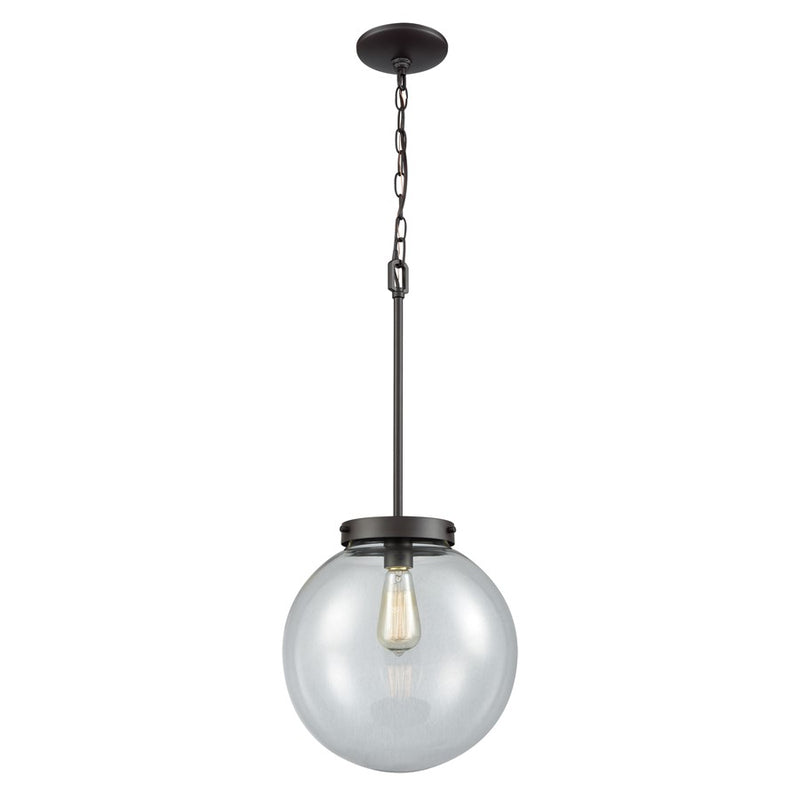 Atlas Lighting Beckett 12'' Wide 1Lt Mini Pendant, Bronze/Clear