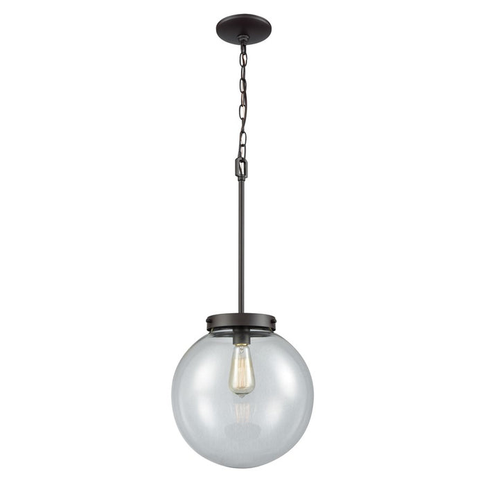 Atlas Lighting Beckett 12'' Wide 1Lt Mini Pendant, Bronze/Clear