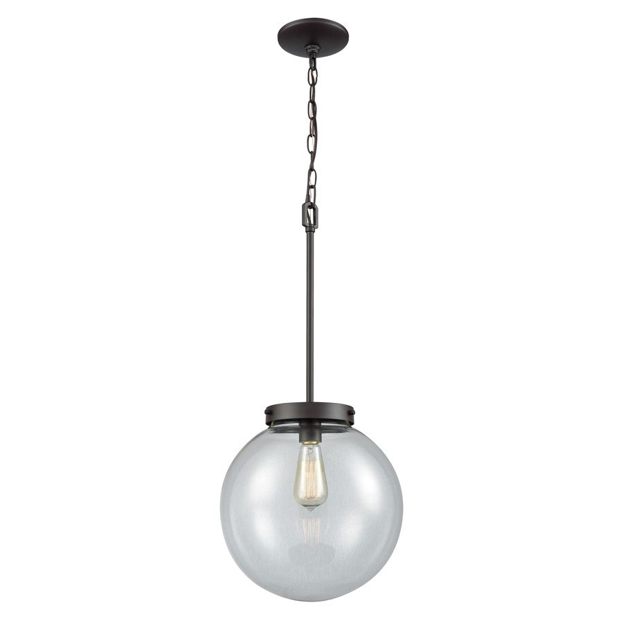 Atlas Lighting Beckett 12'' Wide 1Lt Mini Pendant, Bronze/Clear