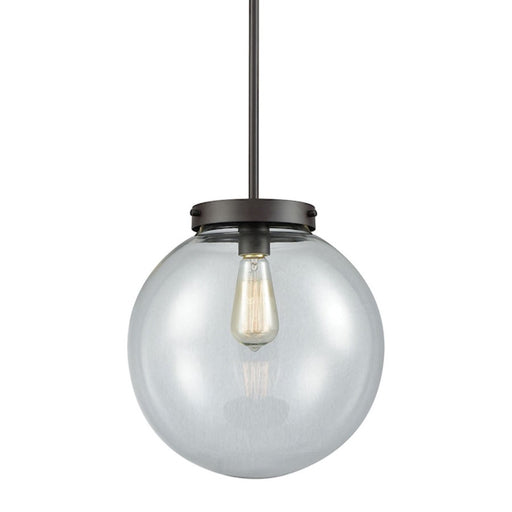 Atlas Lighting Beckett 12'' Wide 1Lt Mini Pendant, Bronze/Clear