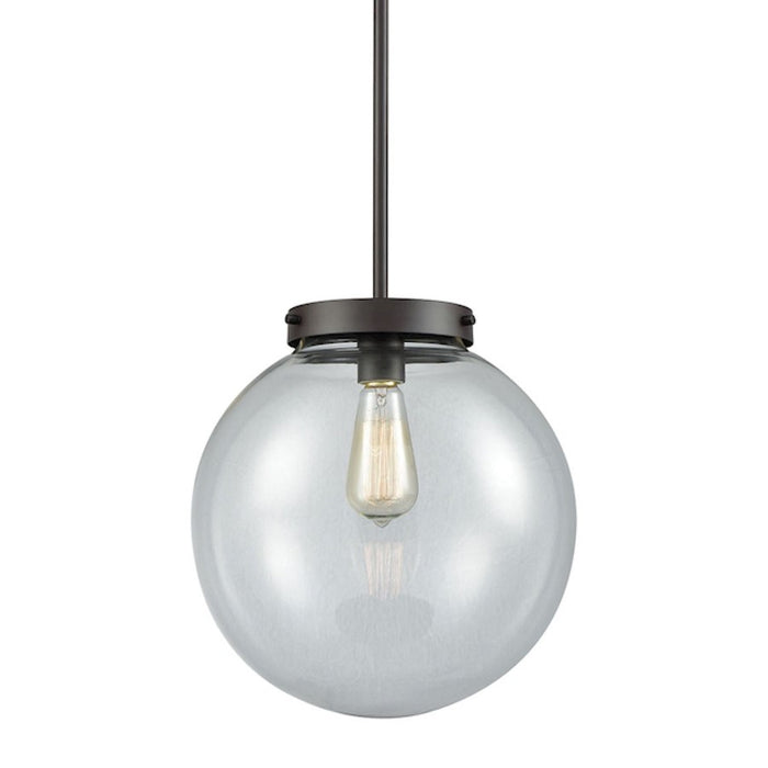 Atlas Lighting Beckett 12'' Wide 1Lt Mini Pendant, Bronze/Clear