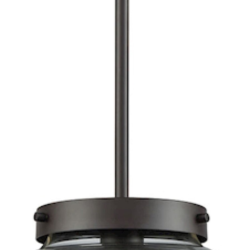 Atlas Lighting Beckett 12in 1-Light Mini Pendant | Modern Oil Rubbed Bronze and Clear Glass | Kitchen Island & Dining Room | Model CL11535-BZ2
