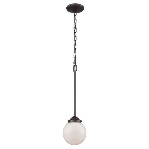 Atlas Lighting Beckett 6'' Wide 1Lt Mini Pendant, Bronze/White