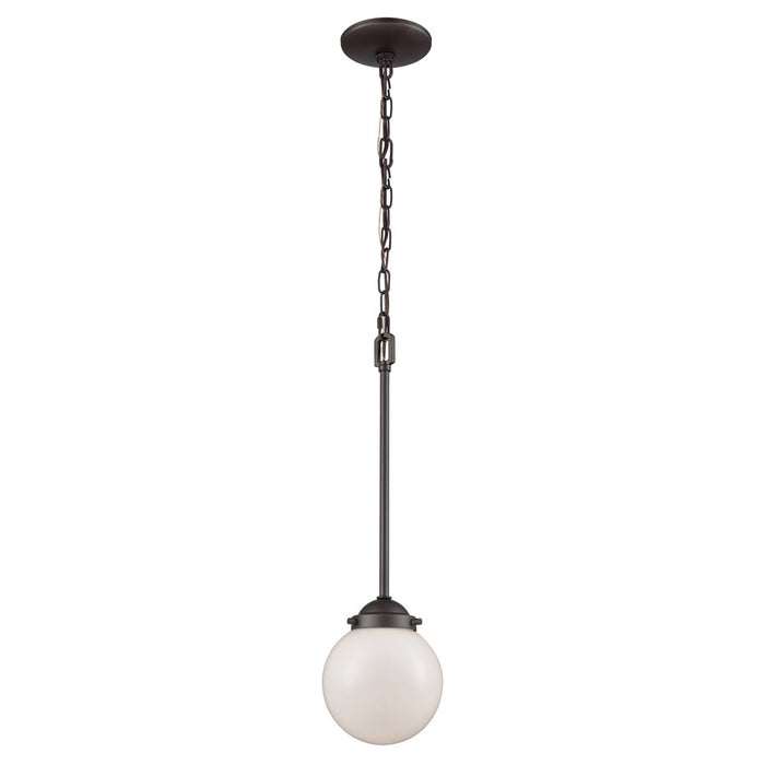 Atlas Lighting Beckett 6'' Wide 1Lt Mini Pendant, Bronze/White