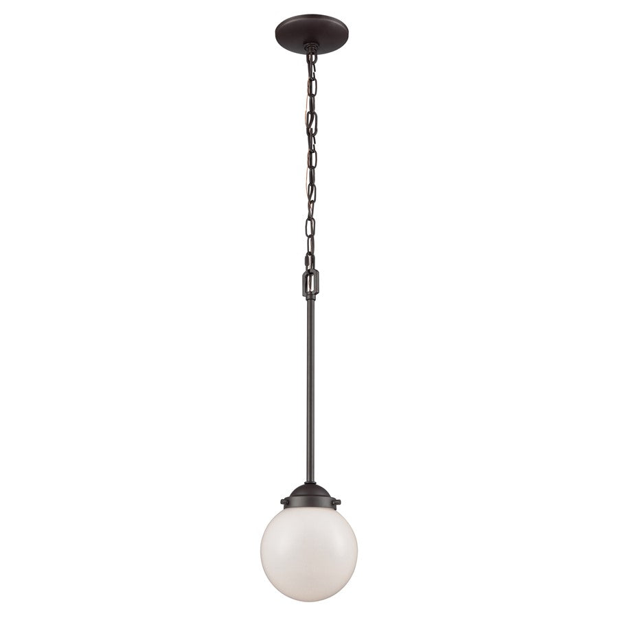 Atlas Lighting Beckett 6'' Wide 1Lt Mini Pendant, Bronze/White