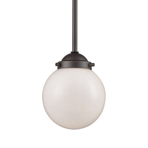 Atlas Lighting Beckett 6'' Wide 1Lt Mini Pendant, Bronze/White