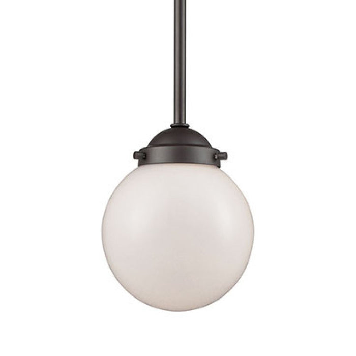 Atlas Lighting Beckett 6'' Wide 1Lt Mini Pendant, Bronze/White