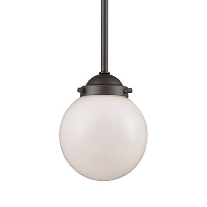 Atlas Lighting Beckett 6in 1-Light Mini Pendant | Modern Oil Rubbed Bronze and White Frosted Glass | Kitchen Island & Dining Room | Model CL11536-BZ1