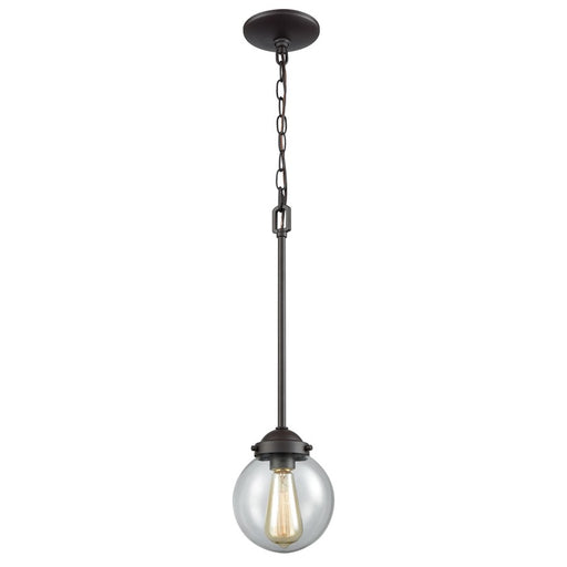 Atlas Lighting Beckett 6'' Wide 1Lt Mini Pendant, Bronze/Clear